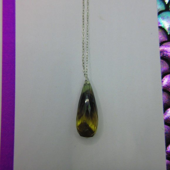 Smoky Citrine Quartz Faceted Drop Gemstone 18" Dainty Necklace - Picture 2 of 4